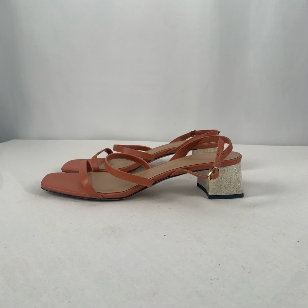 Pedro Square Toe Heeled Sandal in Rust Size 9 or 39